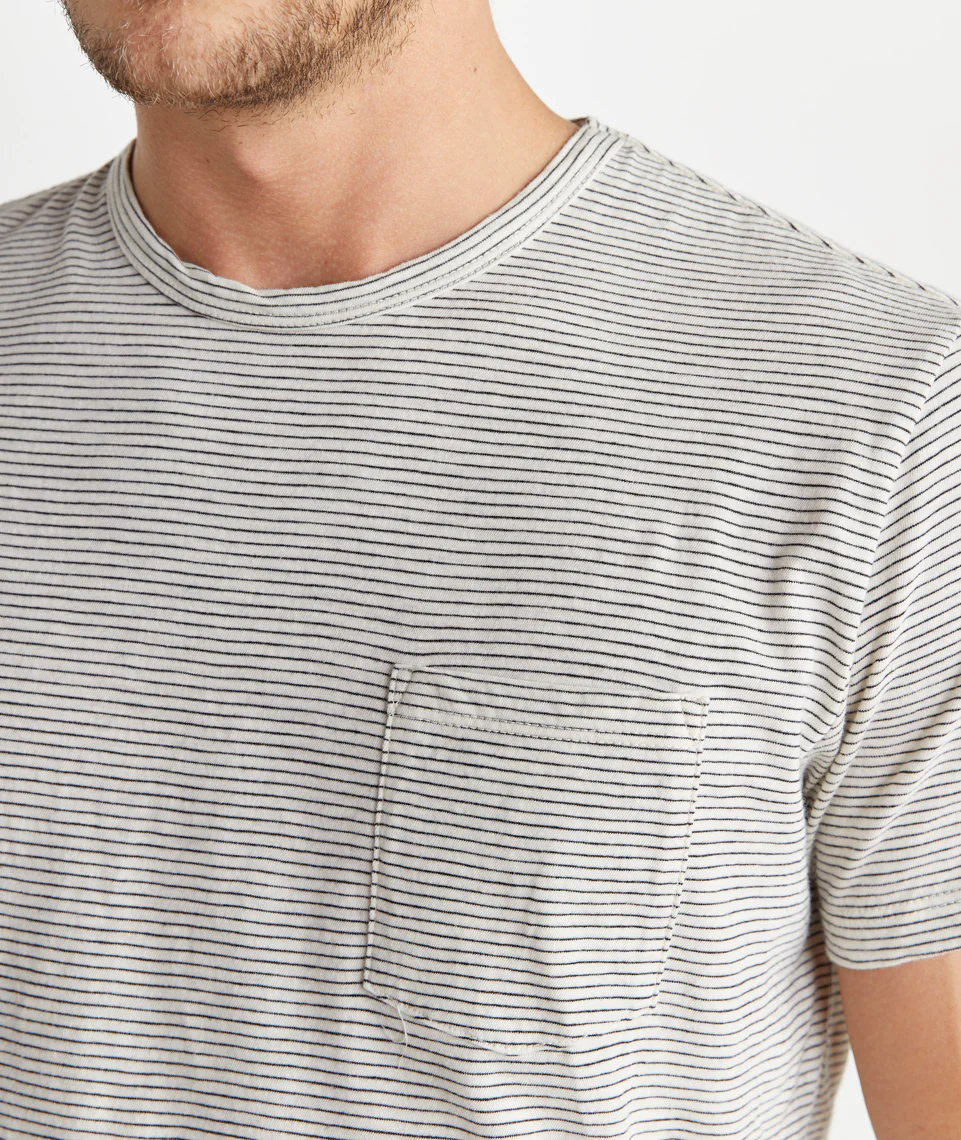 Saddle Pocket Tee - Natural/Black Stripe