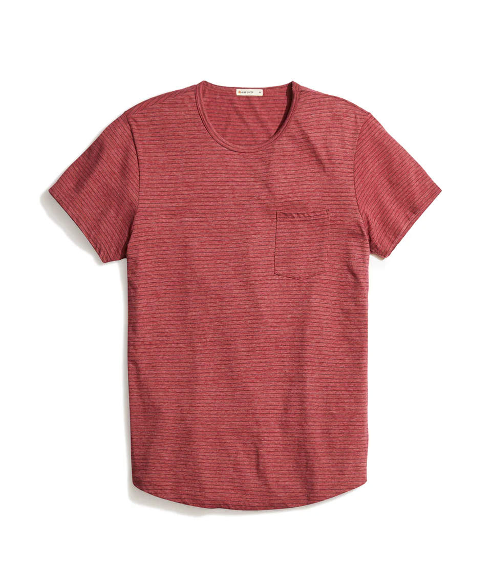 Saddle Pocket Tee in Tawny Port/Black Stripe