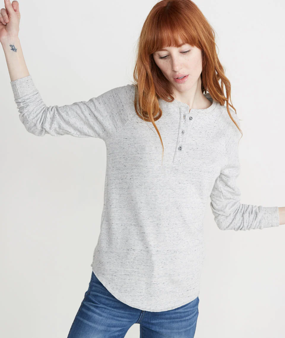 Double Knit Henley in Light Heather Ash