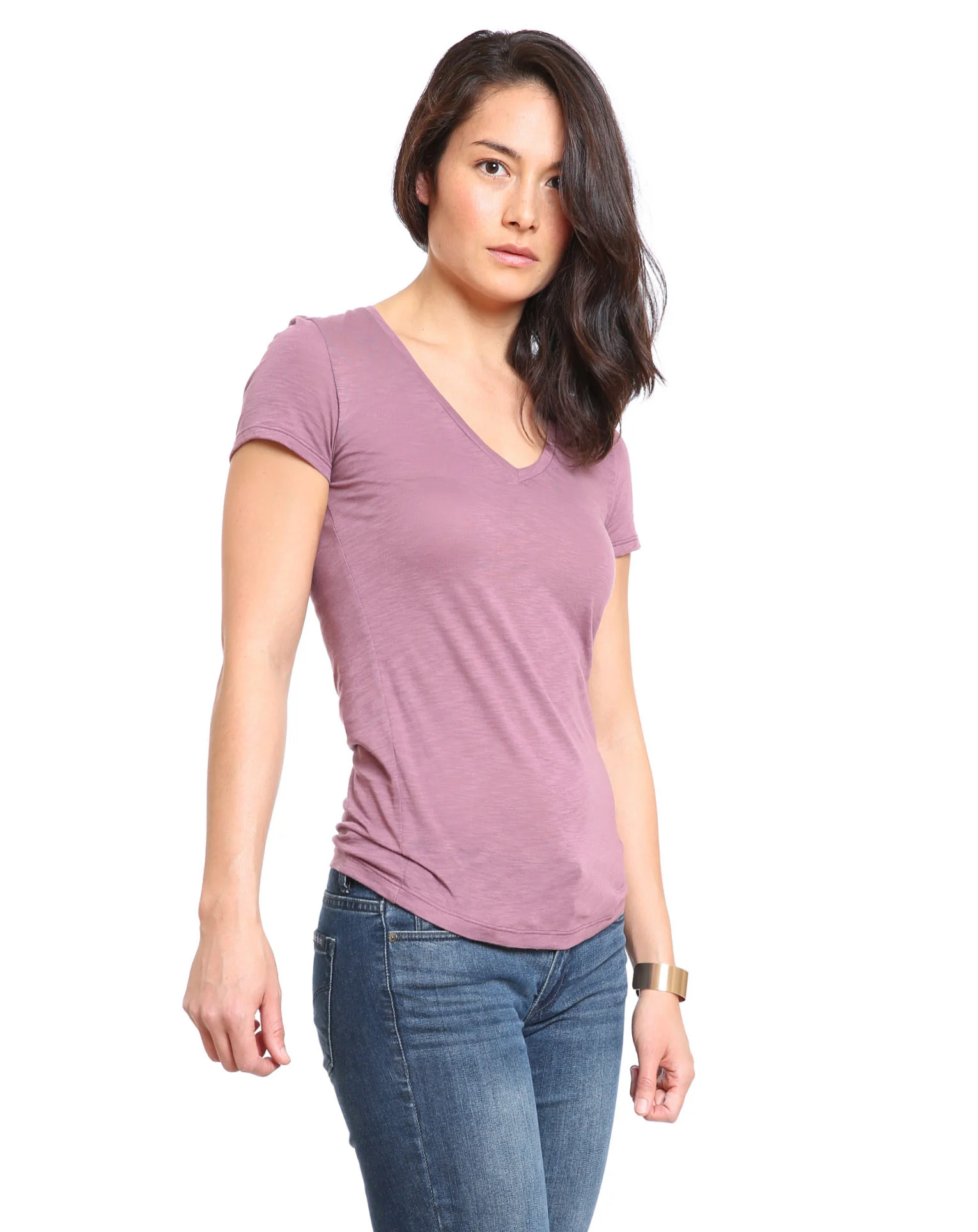 Slub V-Neck - Grape Shake