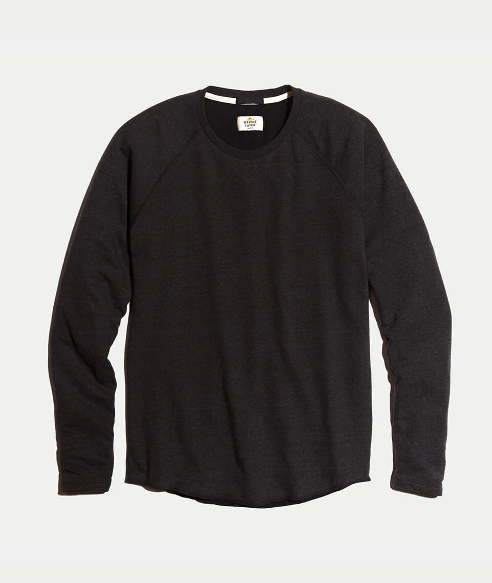 Double Knit Baseball Raglan in Faded Black