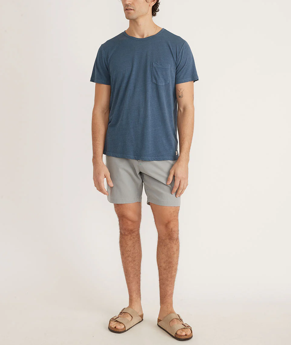 Relaxed Hemp Cotton Pocket Tee in Dark Denim