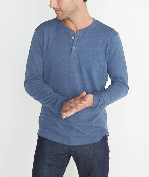 Double Knit Henley in Vintage Indigo