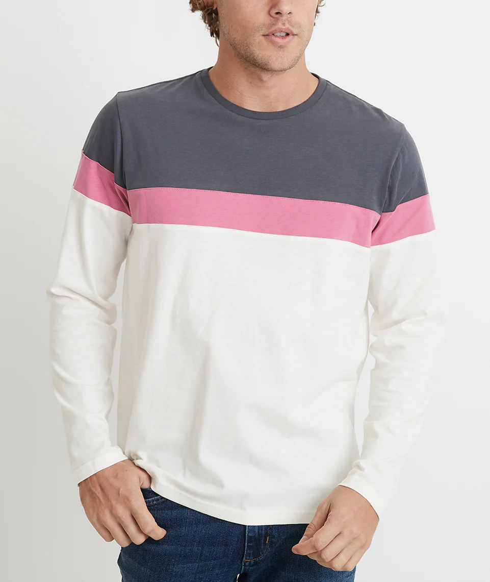 Jacob Pieced Crewneck in Magnet/Rose/Natural