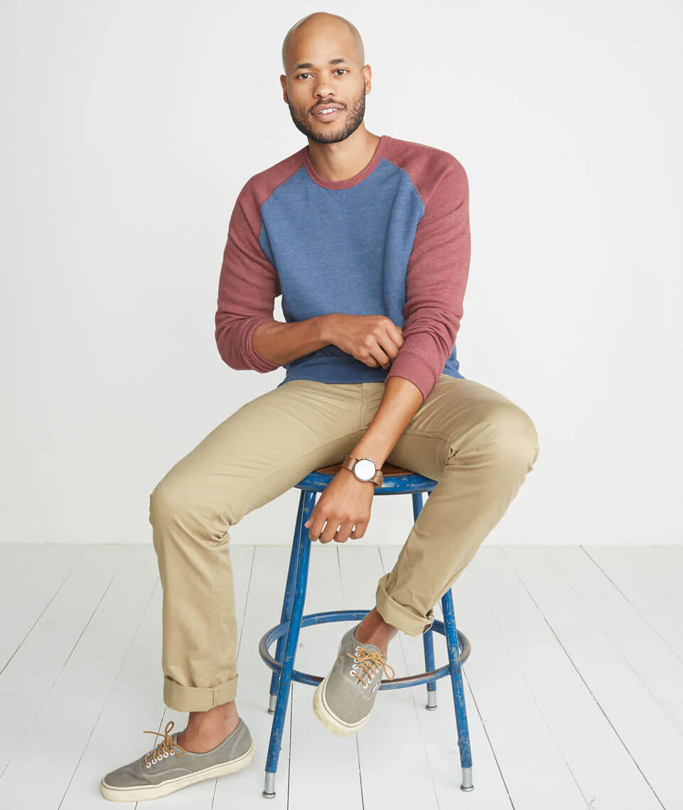 Nolan Crewneck in Deep Denim/Syrah