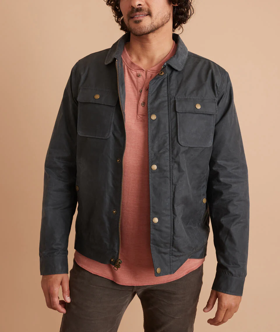 Waxed Canvas Trucker in Dark Grey