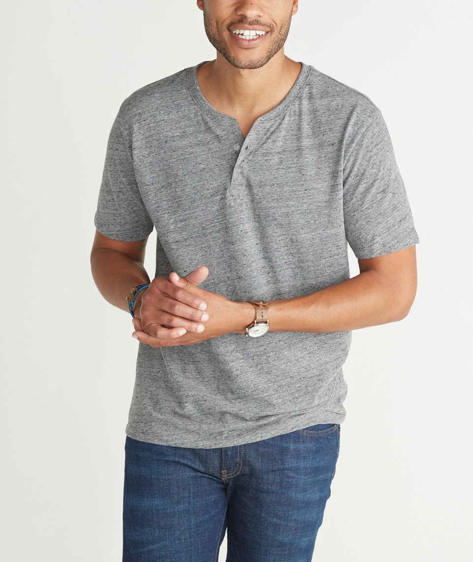Shortsleeve Henley in Flax Grey