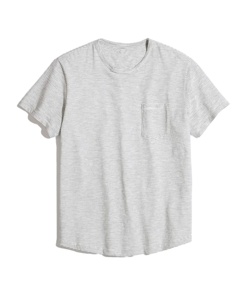 Saddle Pocket Tee - Natural/Black Stripe