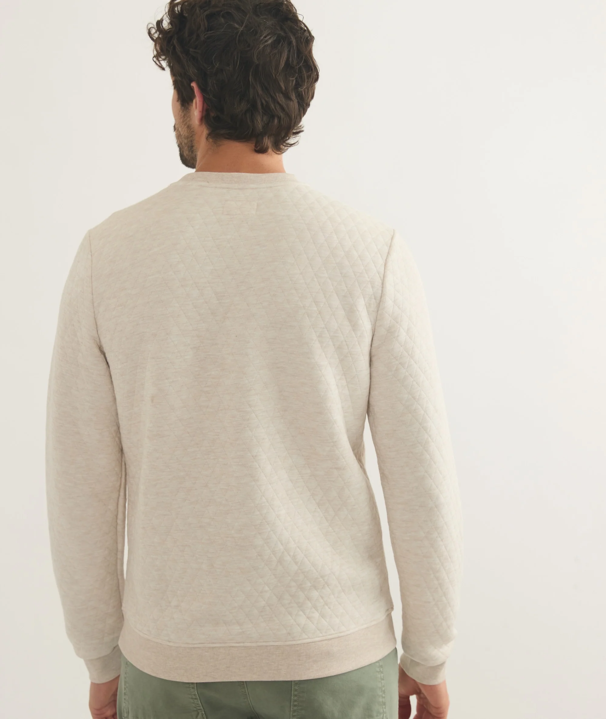 Men's Corbet Quilted Crewneck in Oat Heather