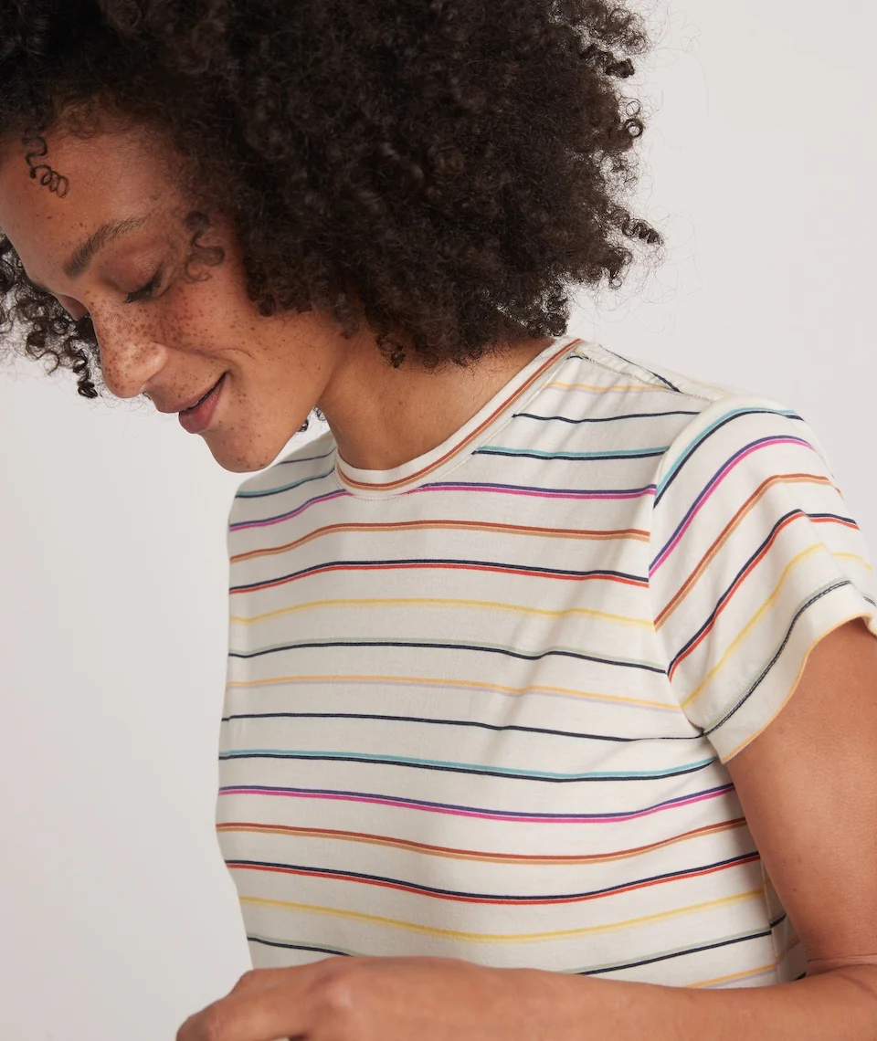 Swing Crew Tee in Rainbow Stripe