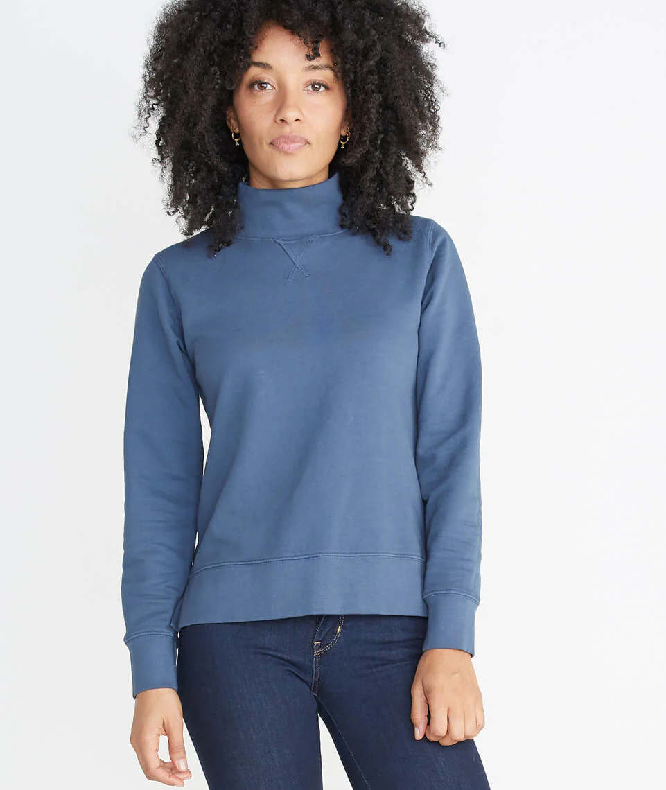 Evie Funnel Neck Sweatshirt in Deep Denim