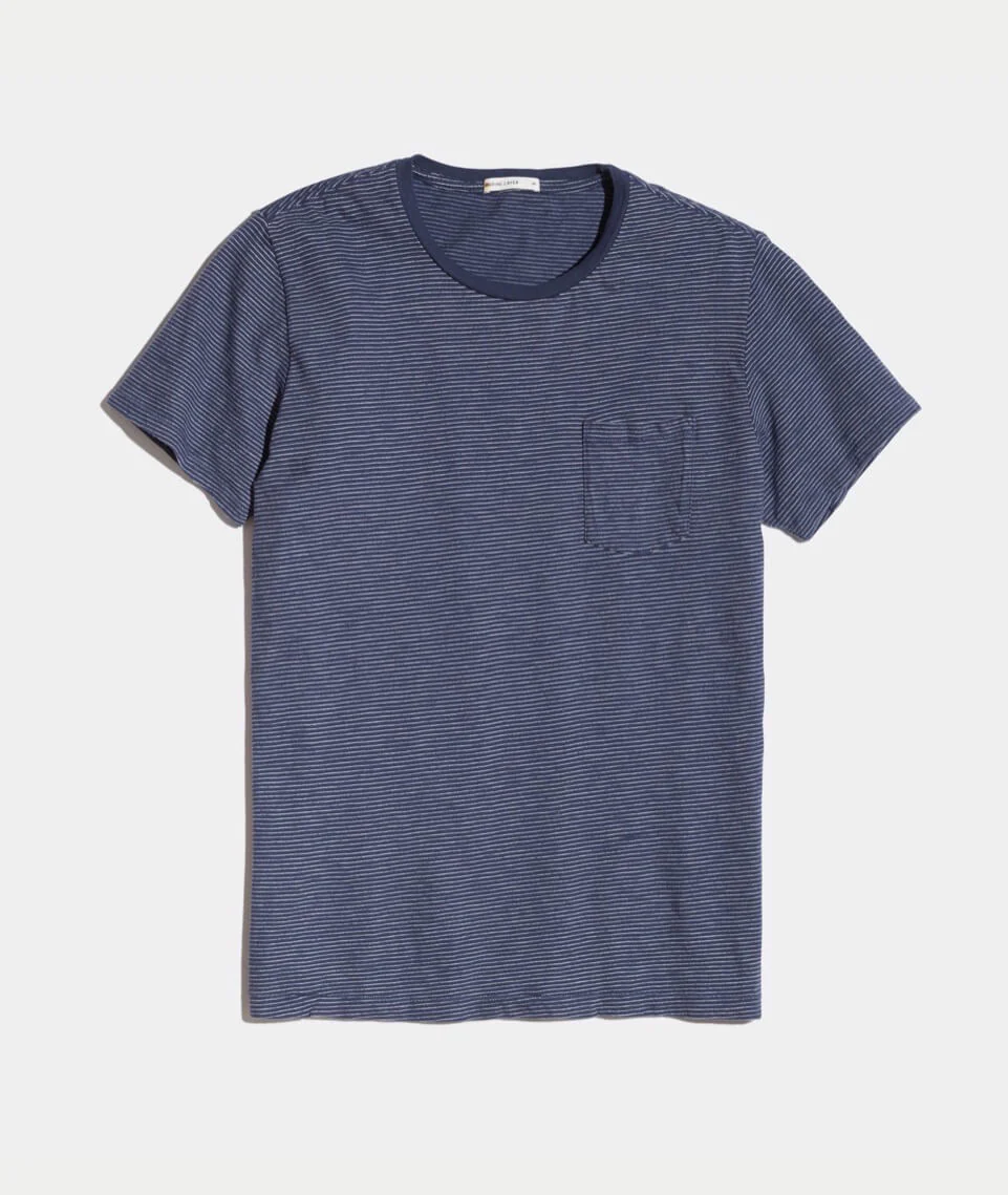 Signature Pocket Tee - Navy/White