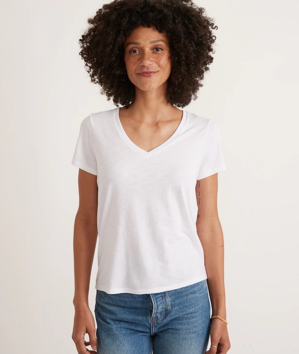 Classic V-Neck Tee in White
