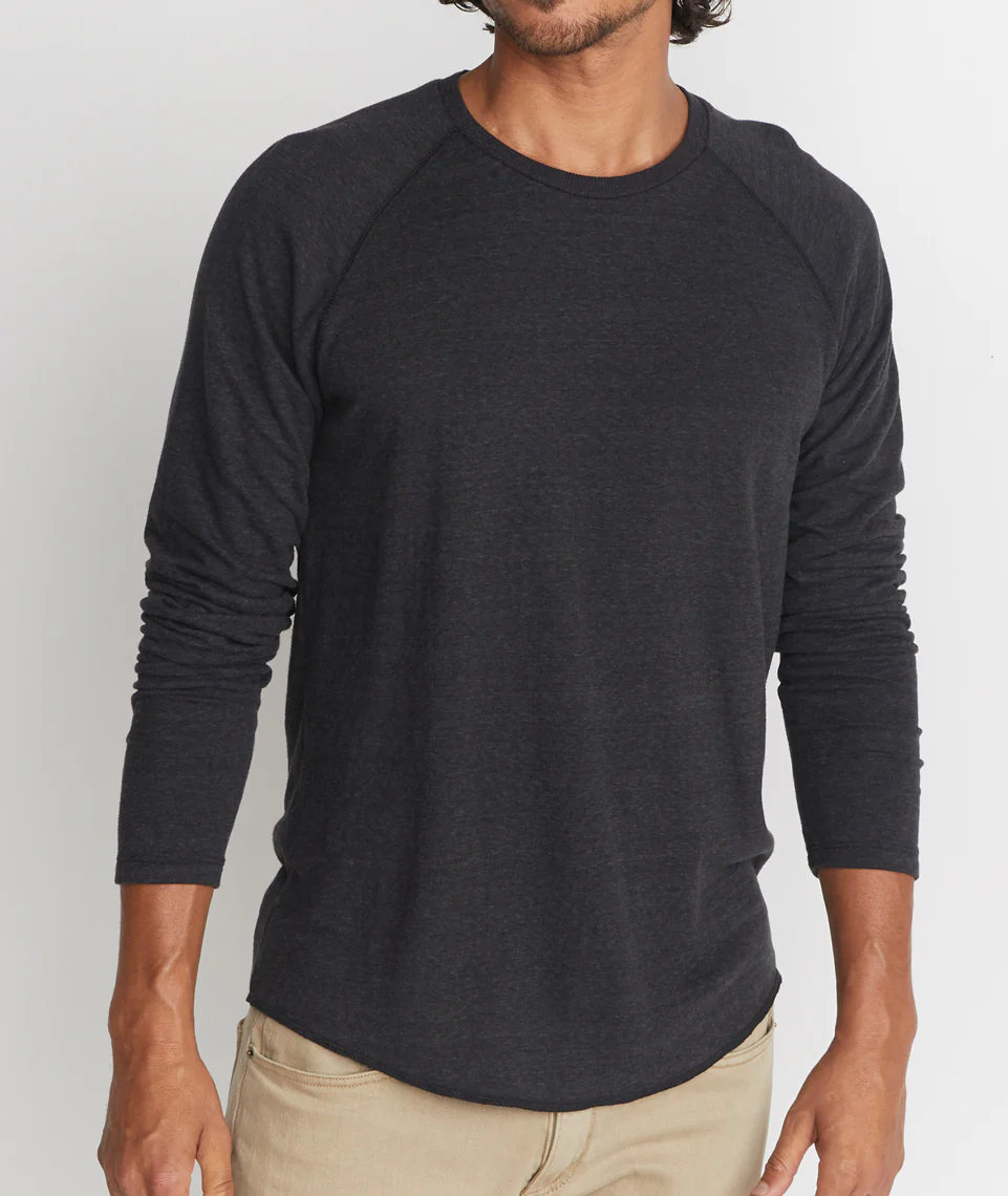 Double Knit Baseball Raglan in Faded Black