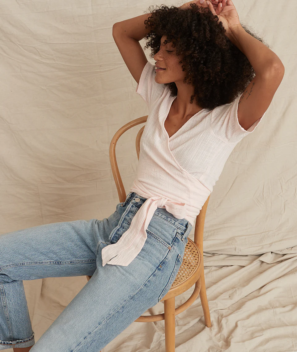 Marilyn Wrap Top in Rosewater