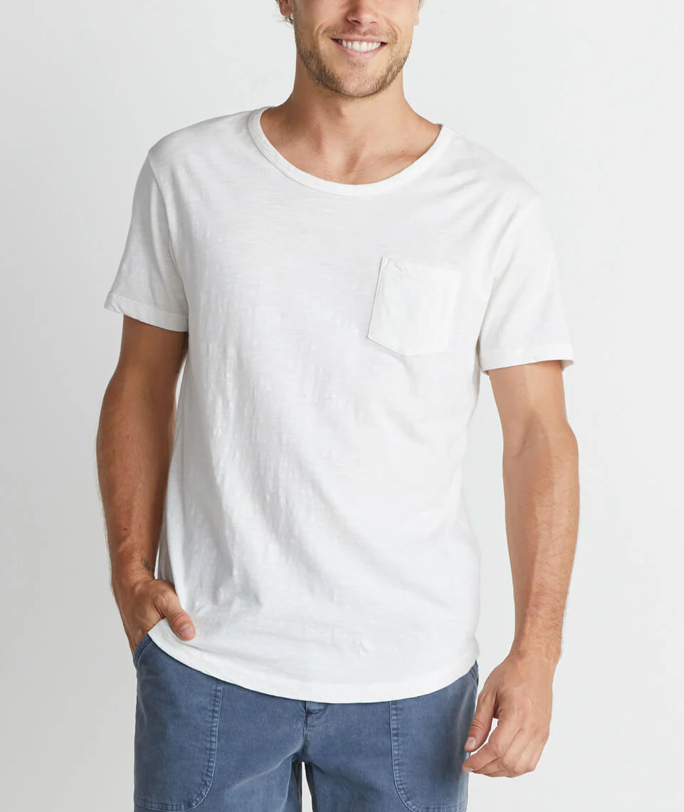 Sand Dollar Pocket Tee in Antique White