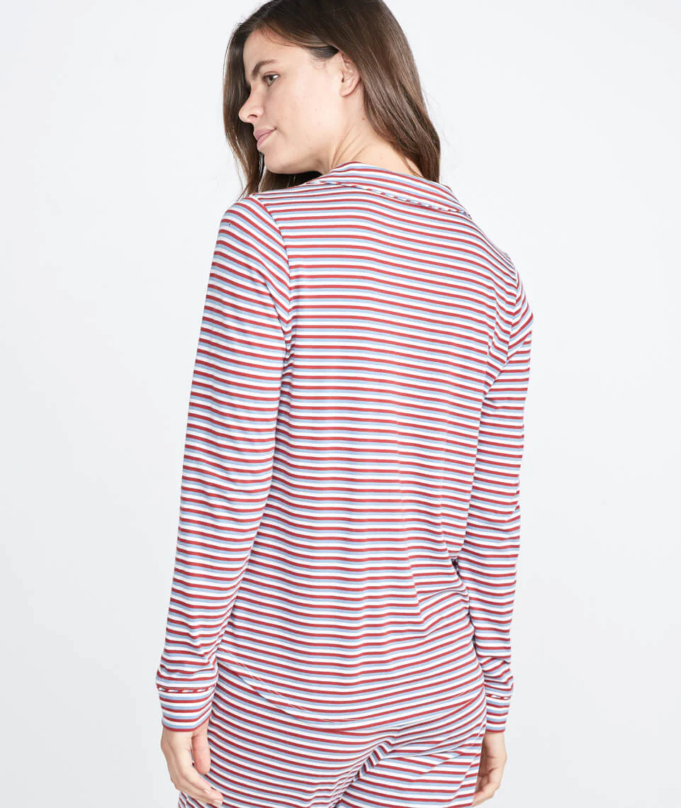 Classic PJ Top in Rosewood Stripe