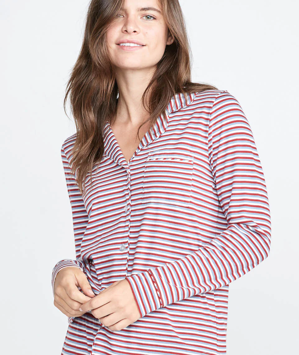 Classic PJ Top in Rosewood Stripe