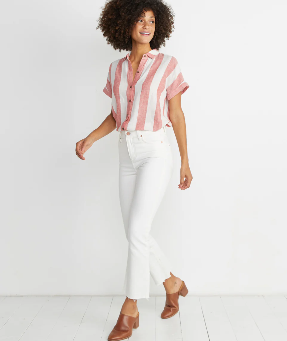 Paige Button Down in Baked Apple Stripe