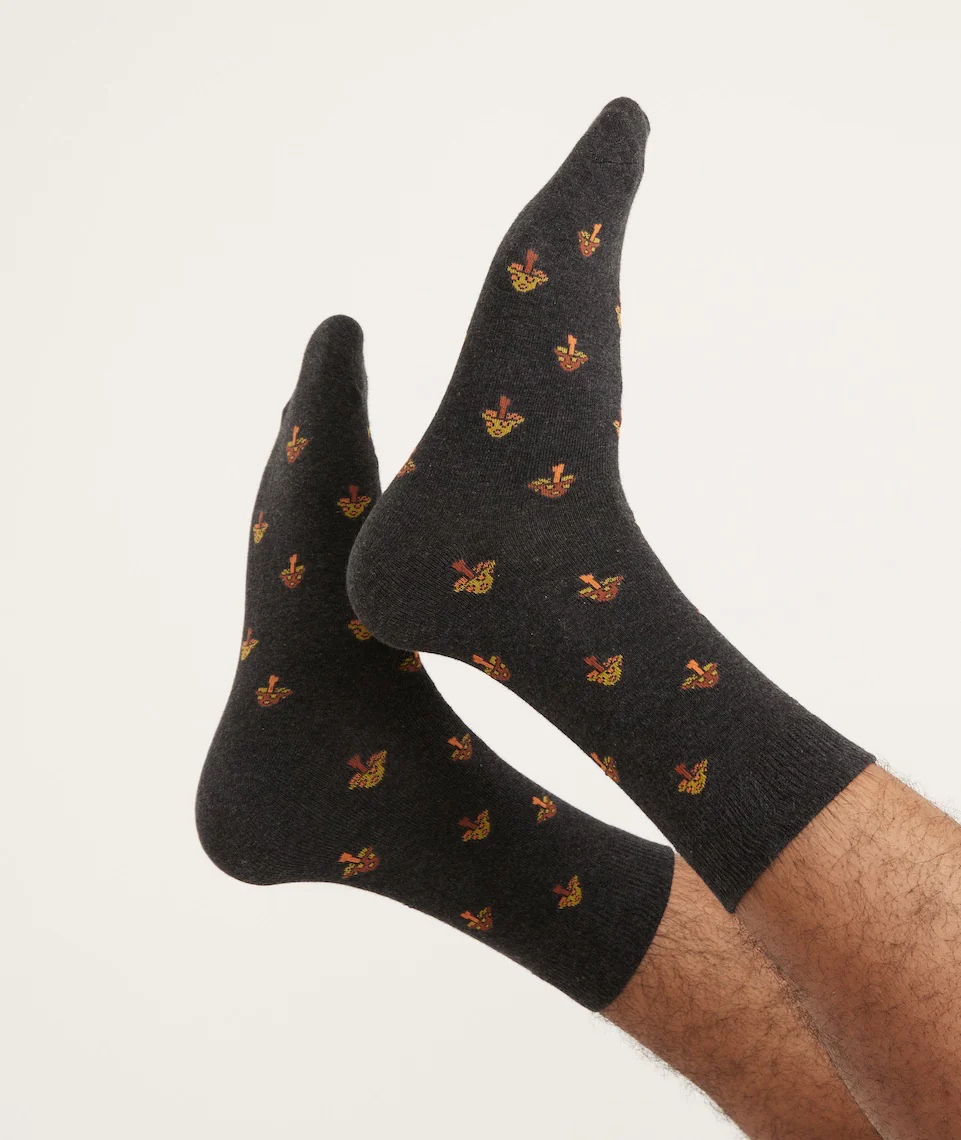 Crew Sock in Charcoal Mushroom