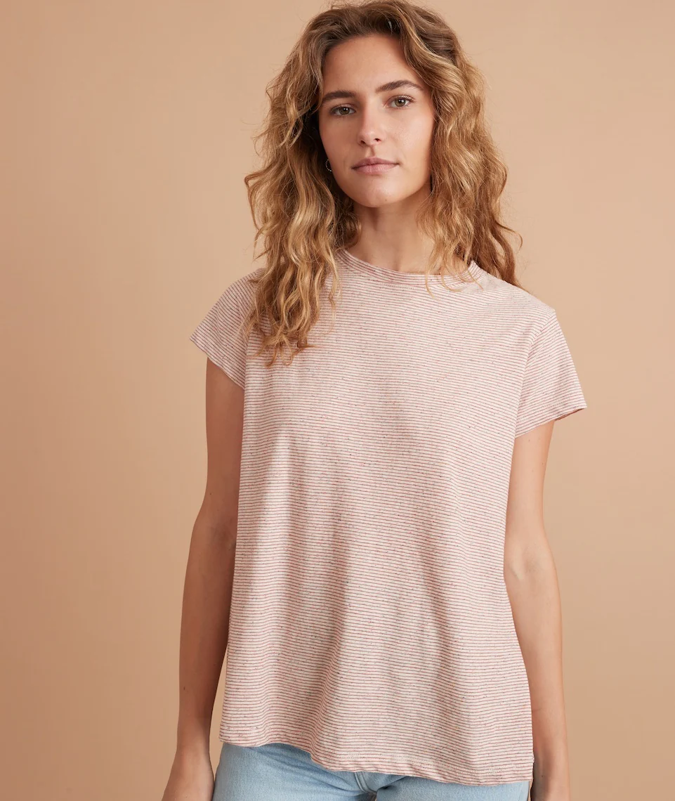 Swing Crew Tee in Confetti Red Stripe