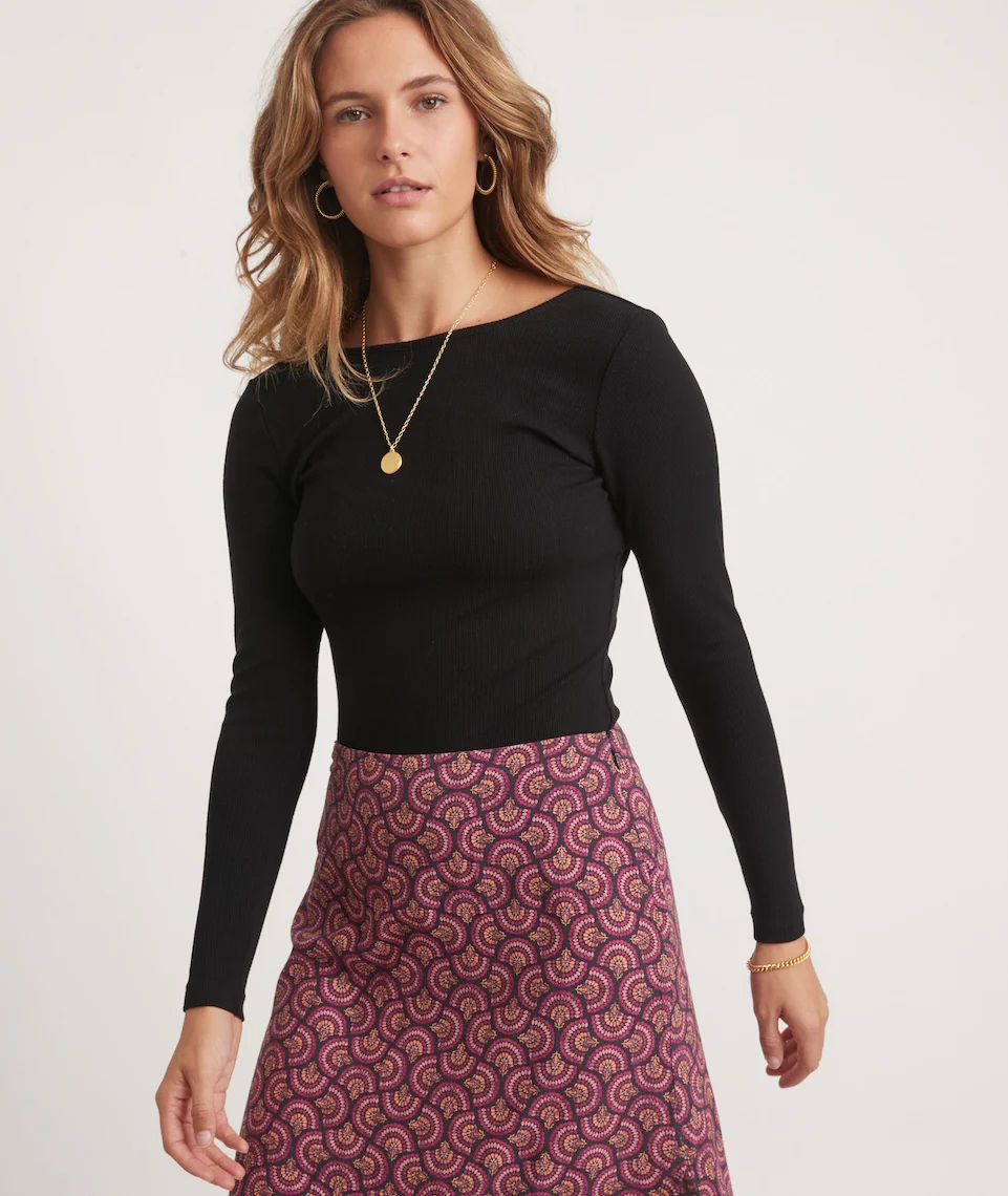 Lexi Long Sleeve Rib Bodysuit in Black