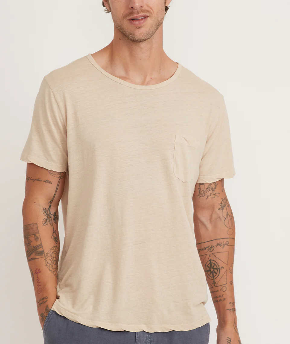 Relaxed Hemp Cotton Pocket Tee in Sand