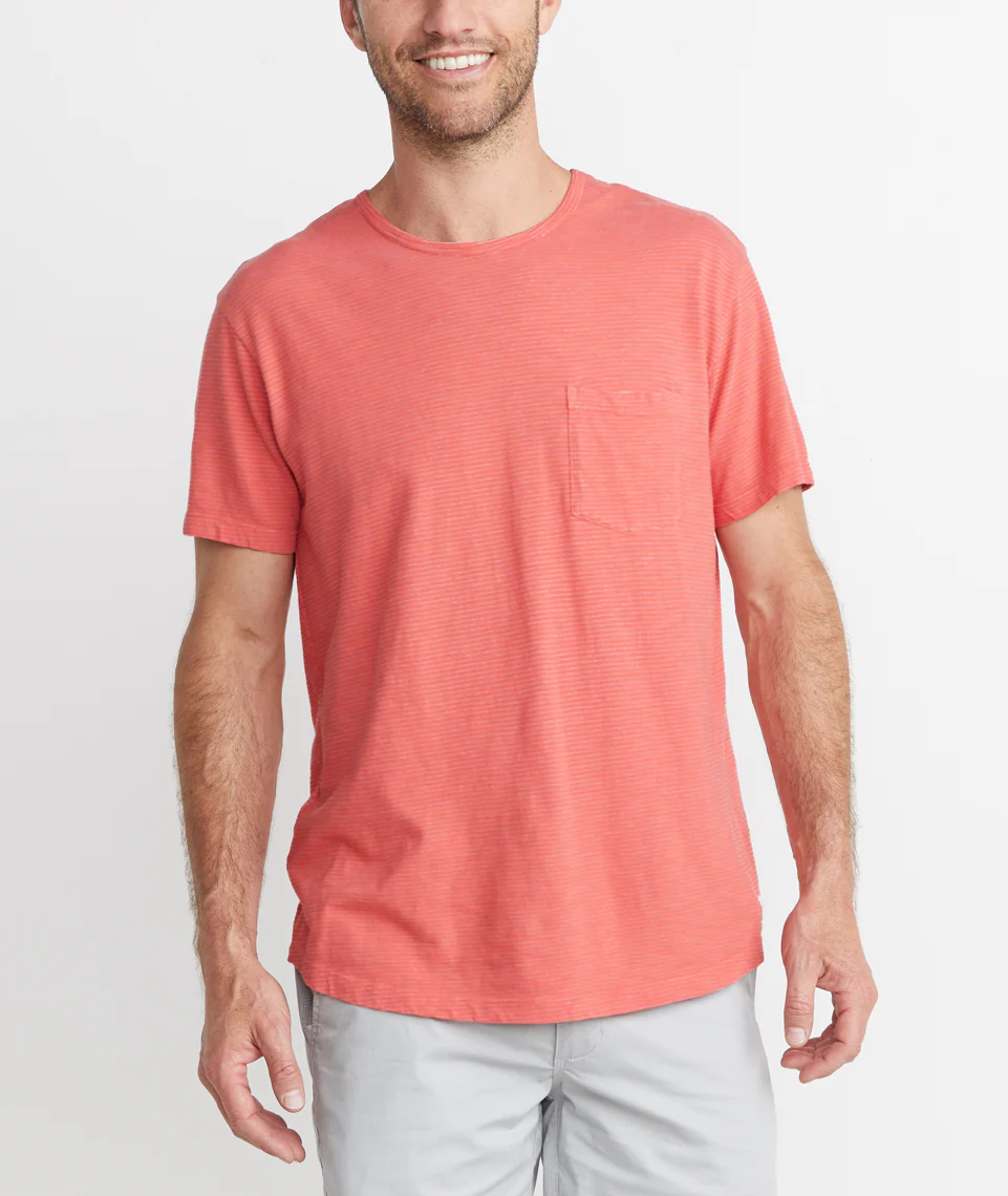 Saddle Pocket Tee in Red Stripe