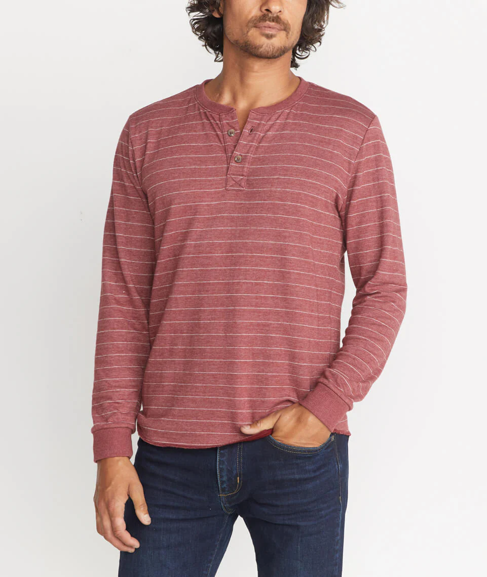 Double Knit Henley in Raisin