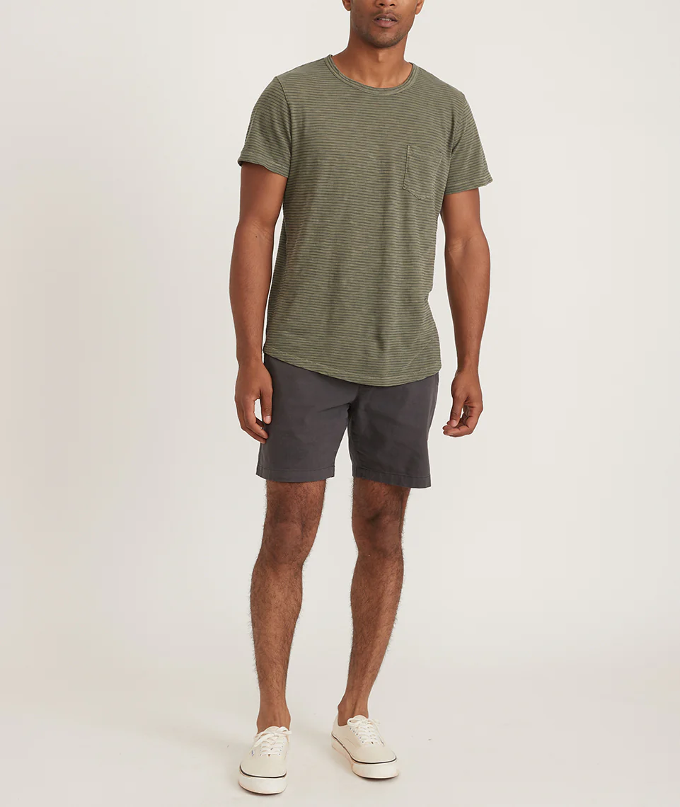 Saddle Hem Pocket Tee in Dusty Olive