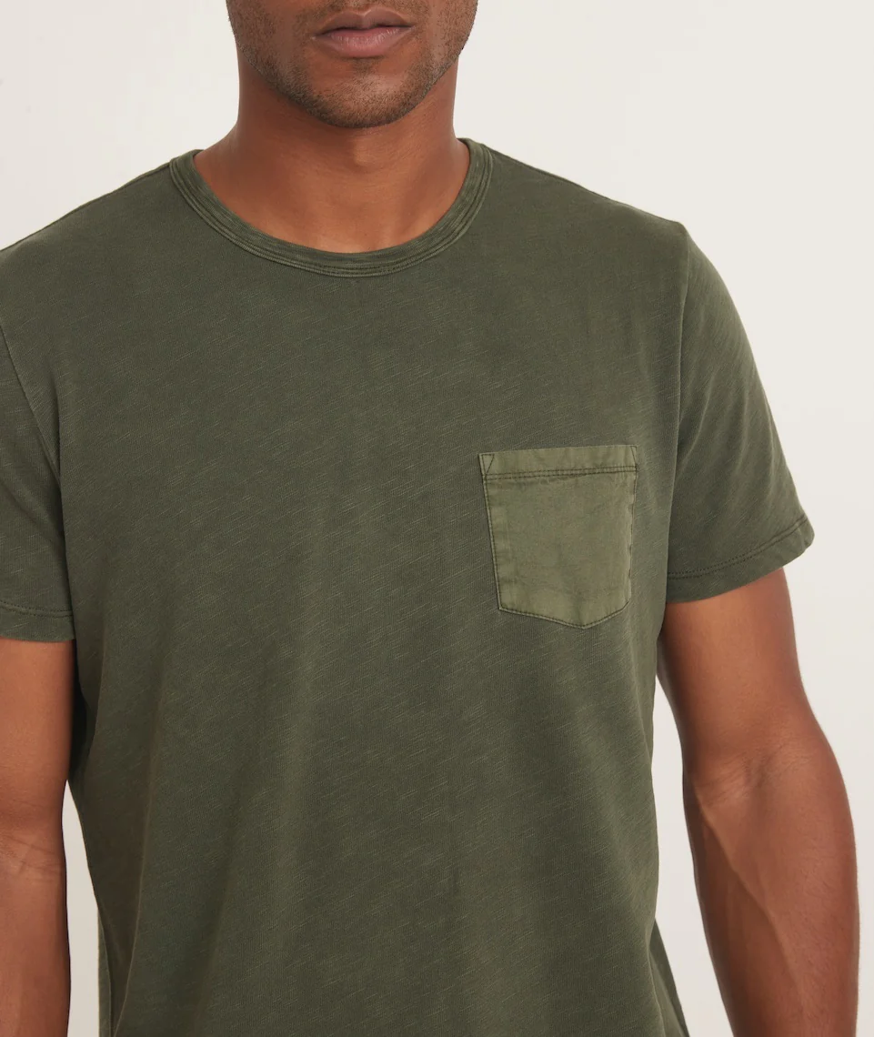 Vintage Heavy Slub Pocket Tee in Dark Forest