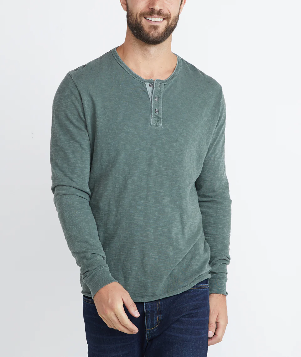 Lightweight Henley in Dusty Olive
