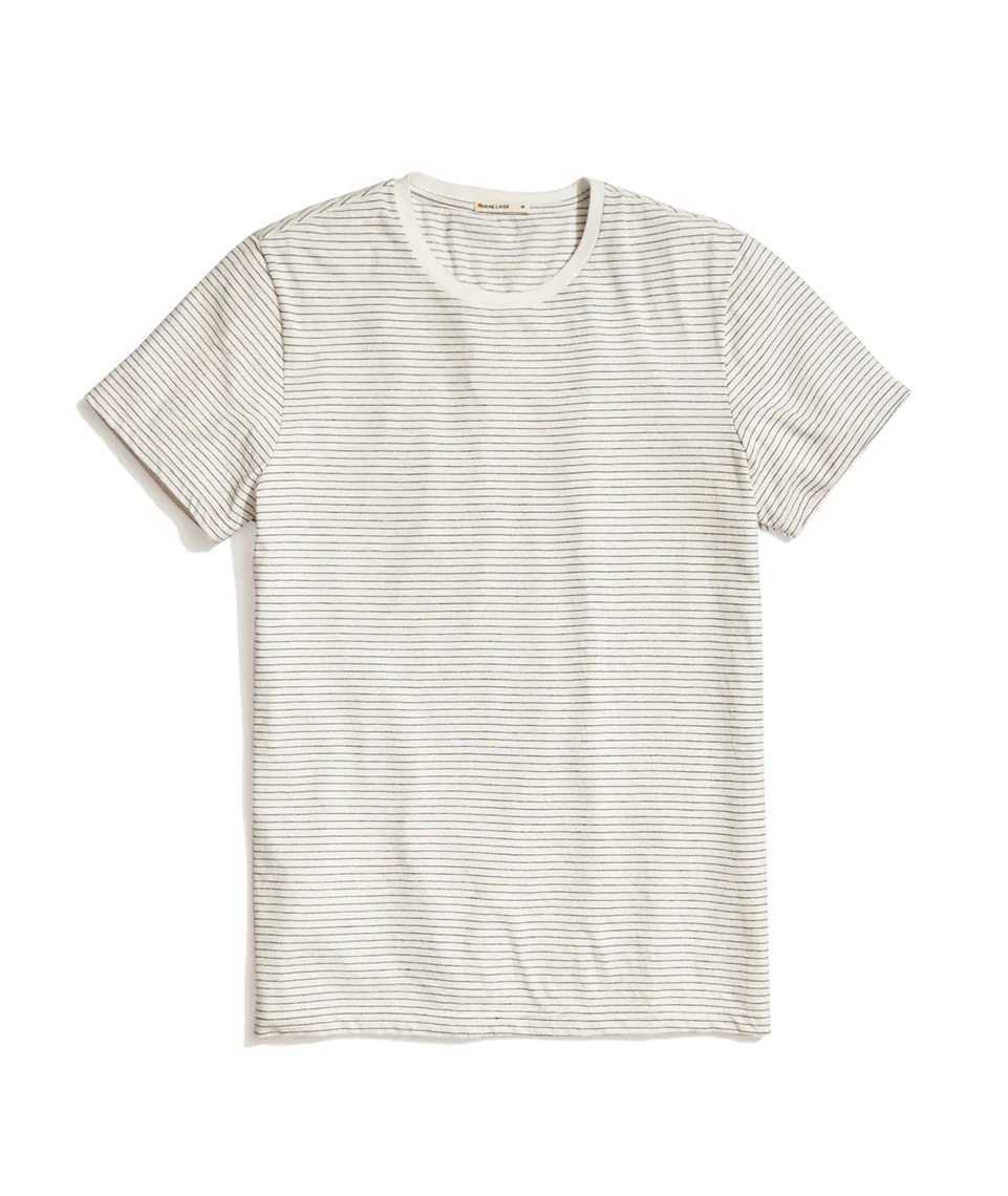 Signature Crewneck in Antique White/Black Stripe