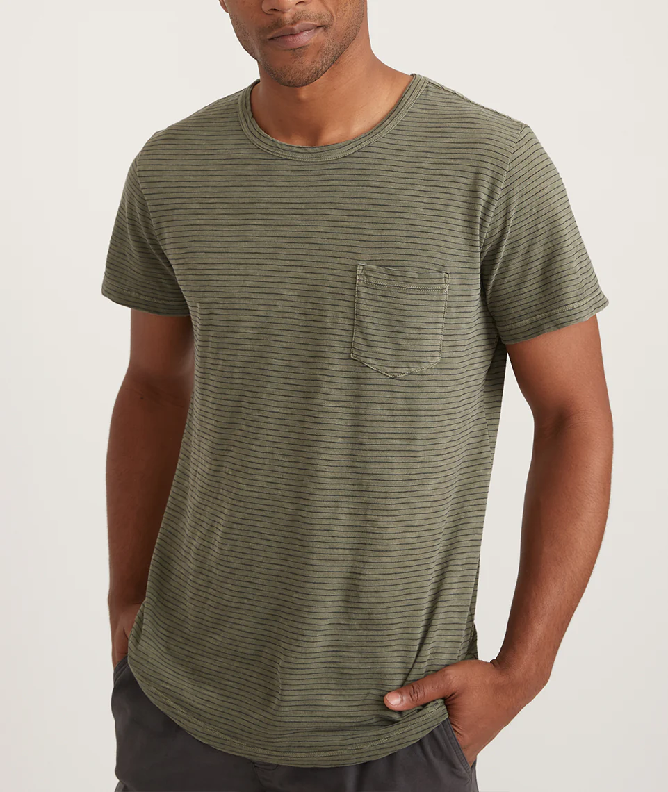 Saddle Hem Pocket Tee in Dusty Olive