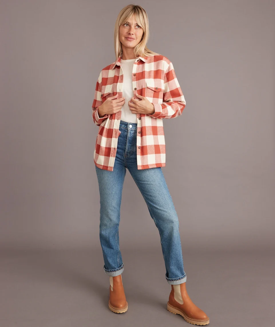 Riley Overshirt in Rust/Cream