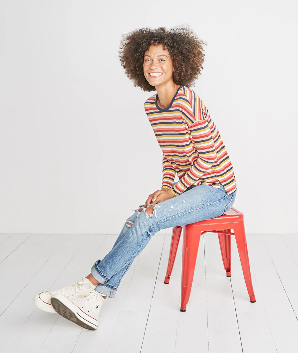 Merritt Crew in Rosewood Stripe