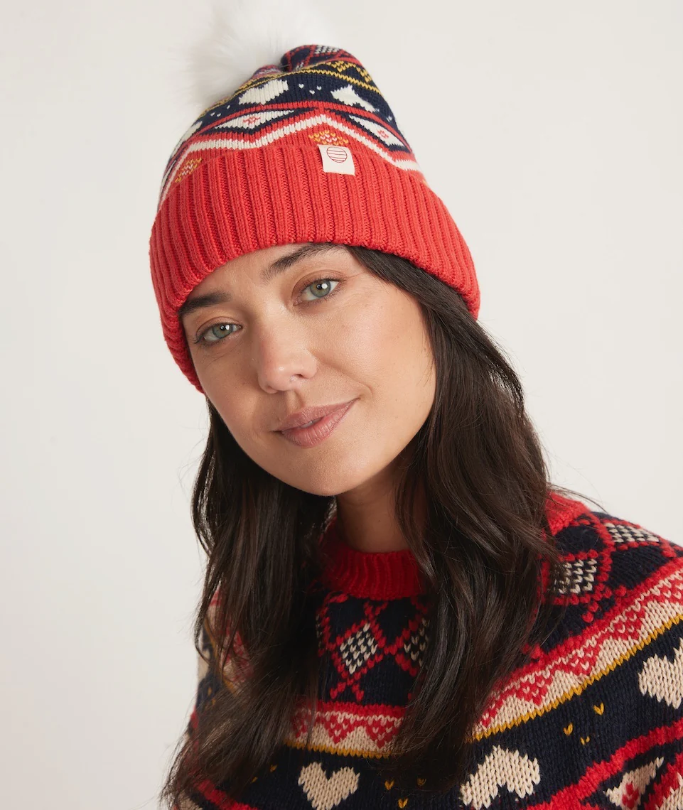 Fair Isle Beanie in Red