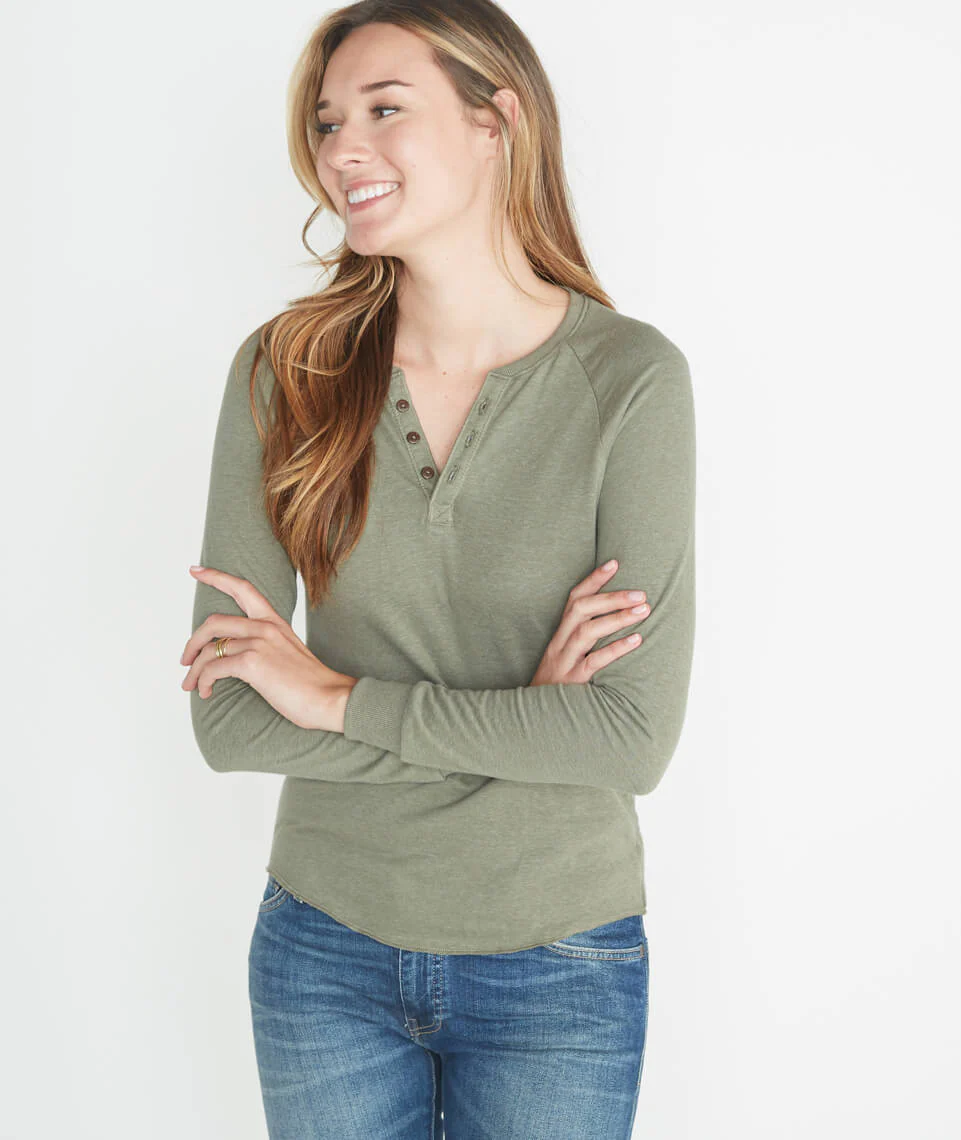 Double Knit Henley in Admiral Green