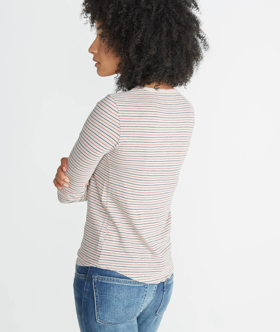 Clover Saddle Longsleeve in Vintage Oat Stripe