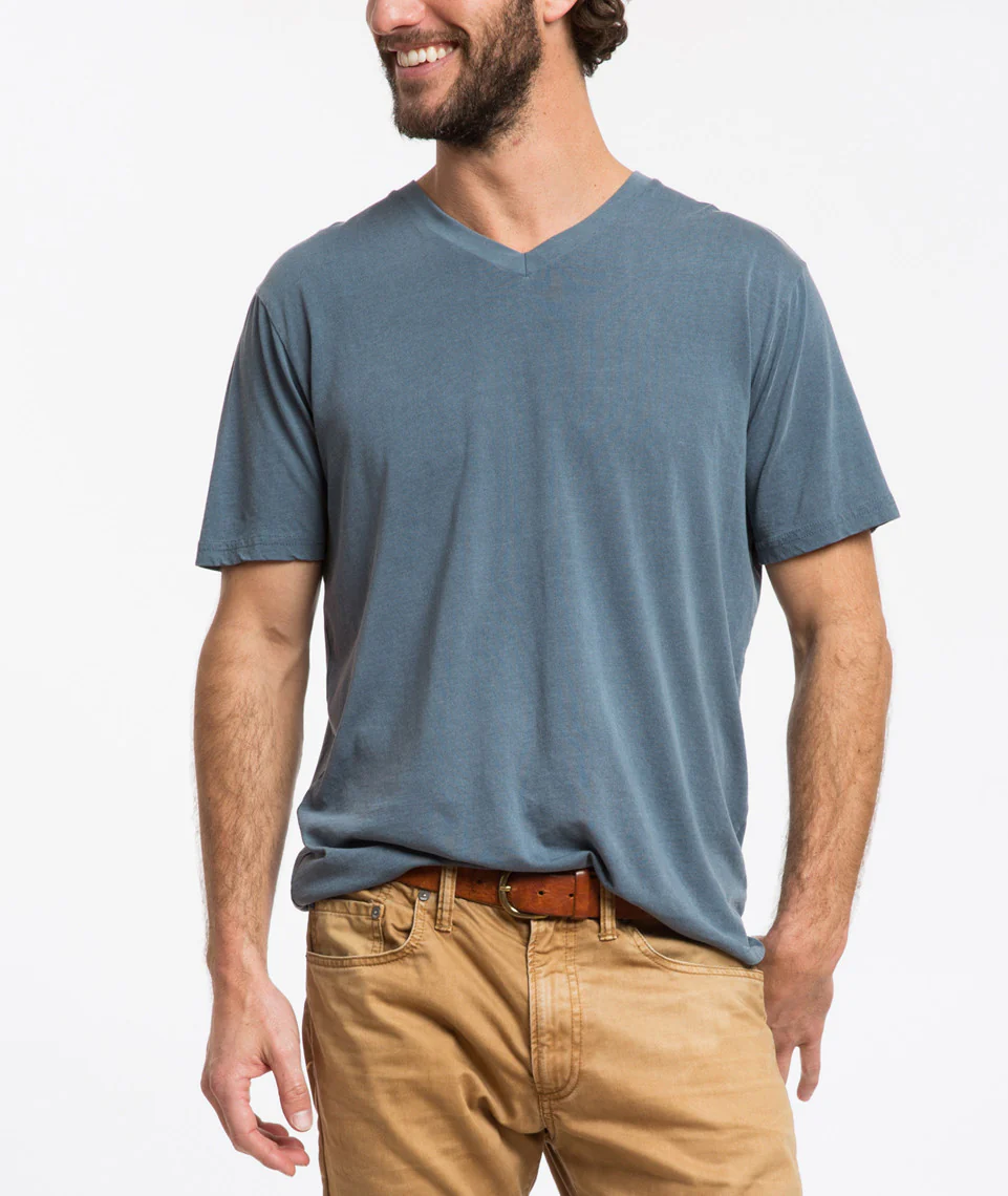 Signature Pigment Dye V-neck - Real Teal