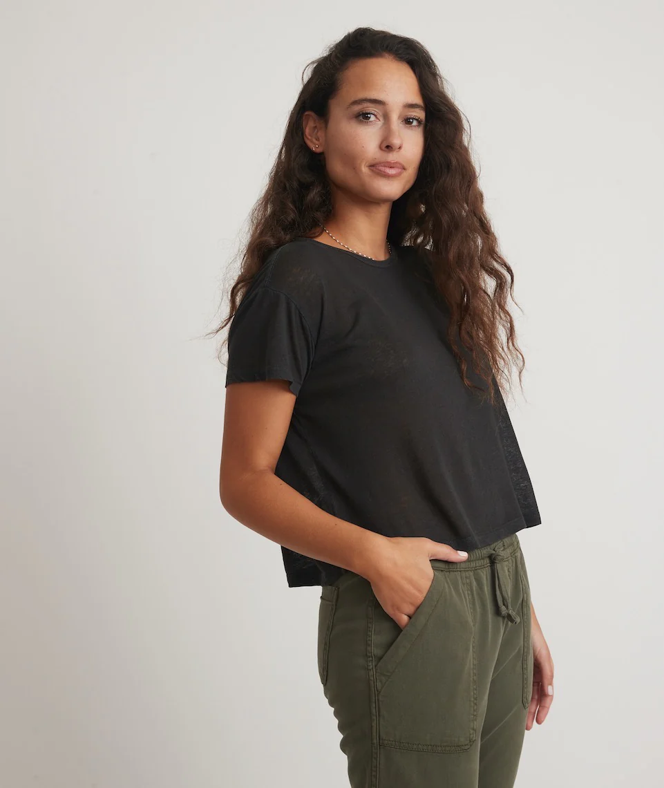 Hemp Cotton Oversized Tee in Faded Black