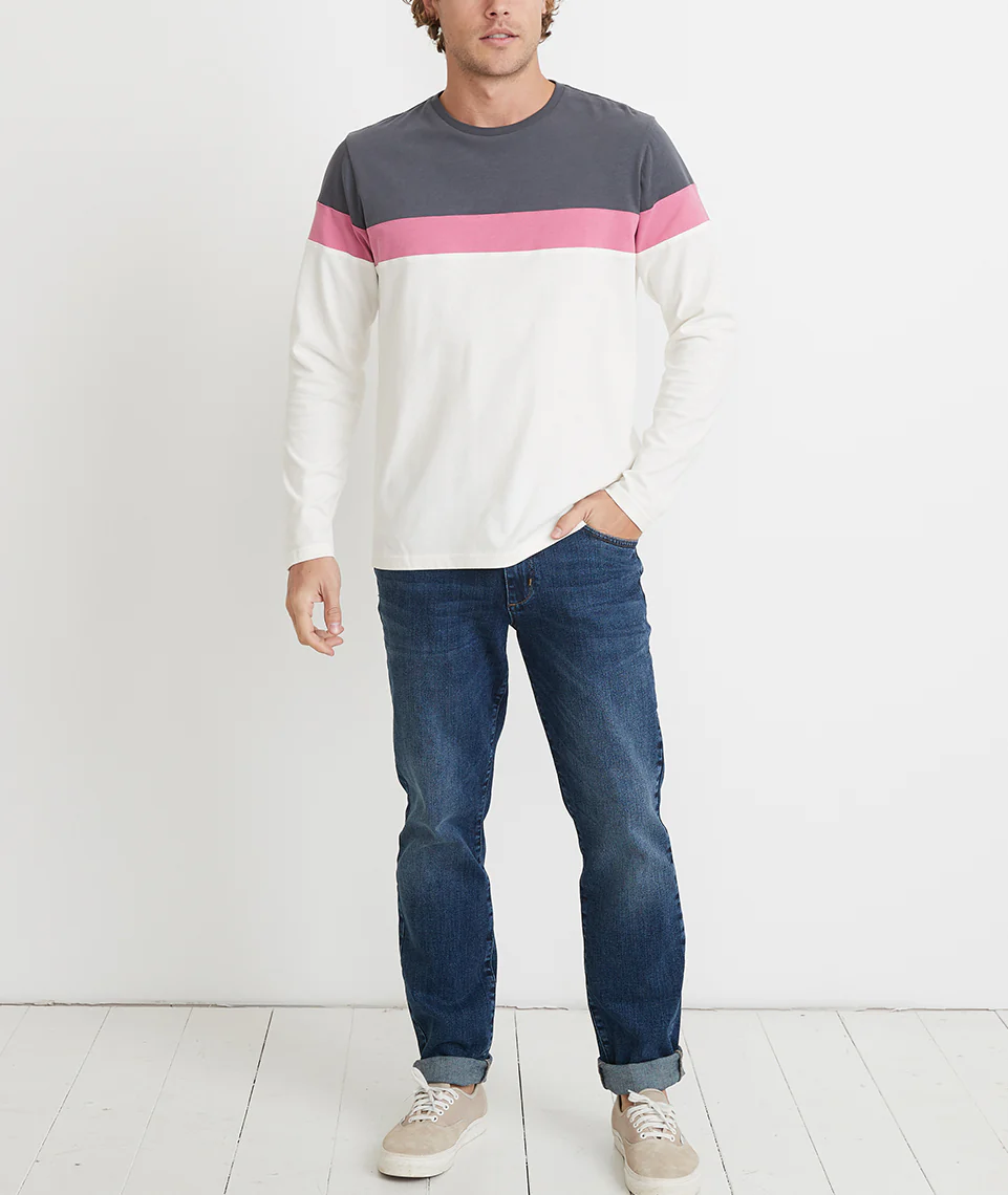 Jacob Pieced Crewneck in Magnet/Rose/Natural