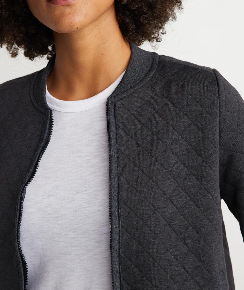 Mya Quilted Swing Bomber in Charcoal