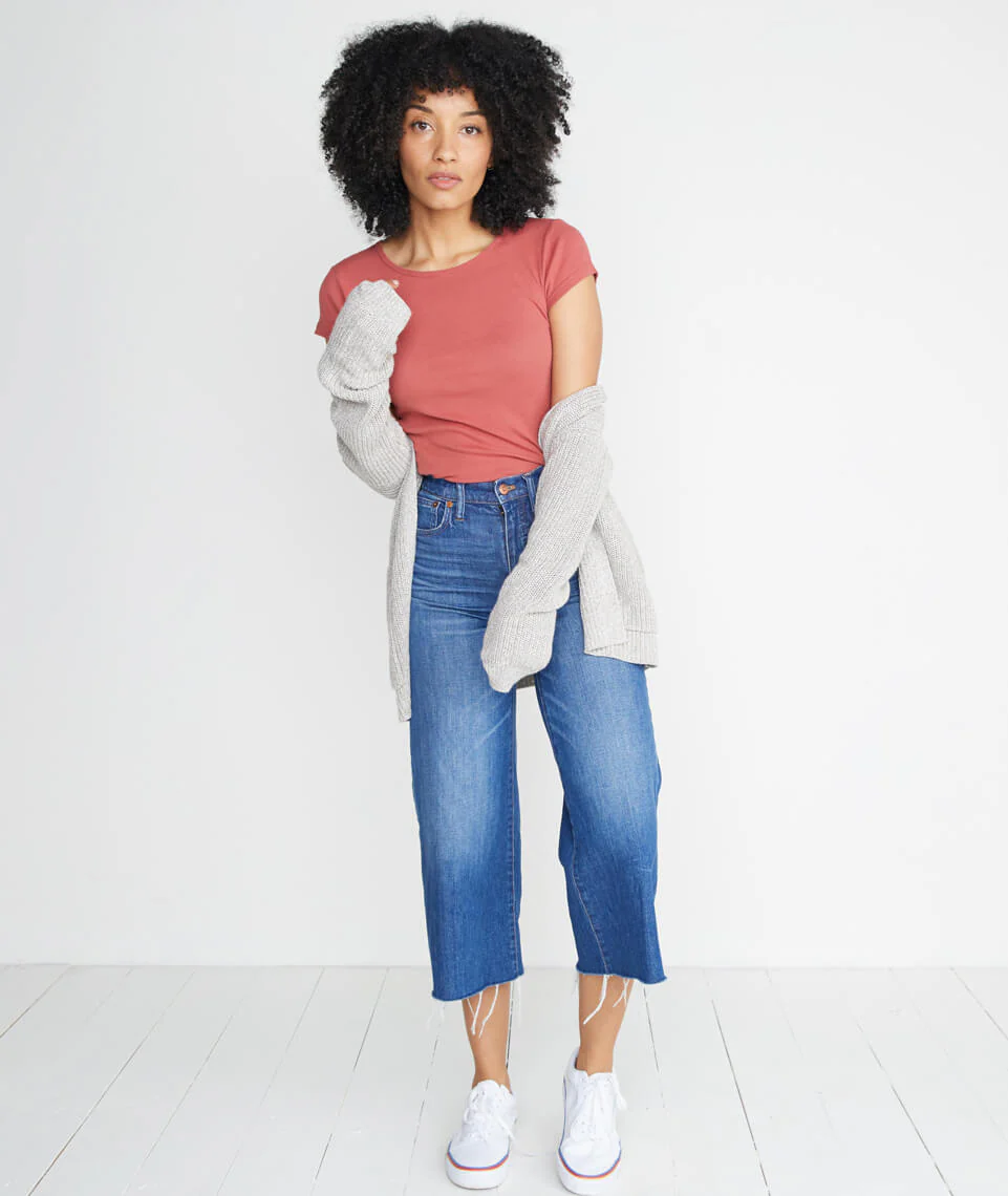 Lila Rib Scoopneck in Brick