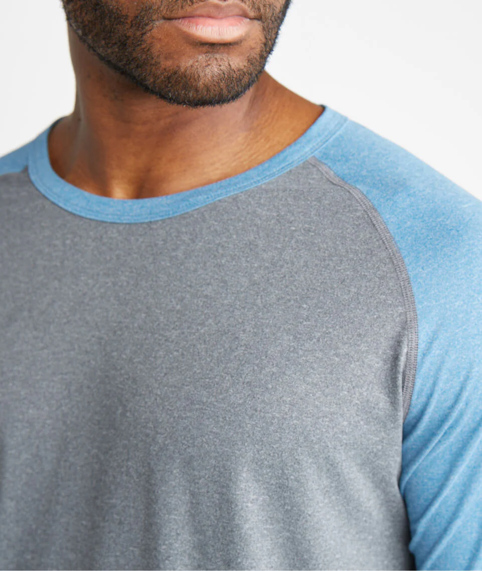 Sport Baseball Raglan in Graphite/Blue