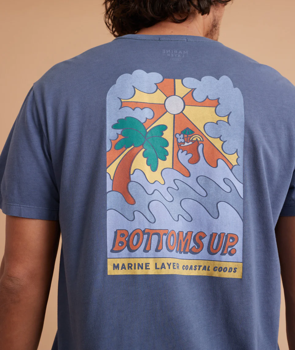 Signature Crew Graphic Tee in Dark Denim - Bottoms Up