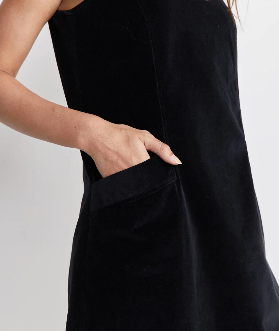 Cizon Velvet Shift Dress in Graphite