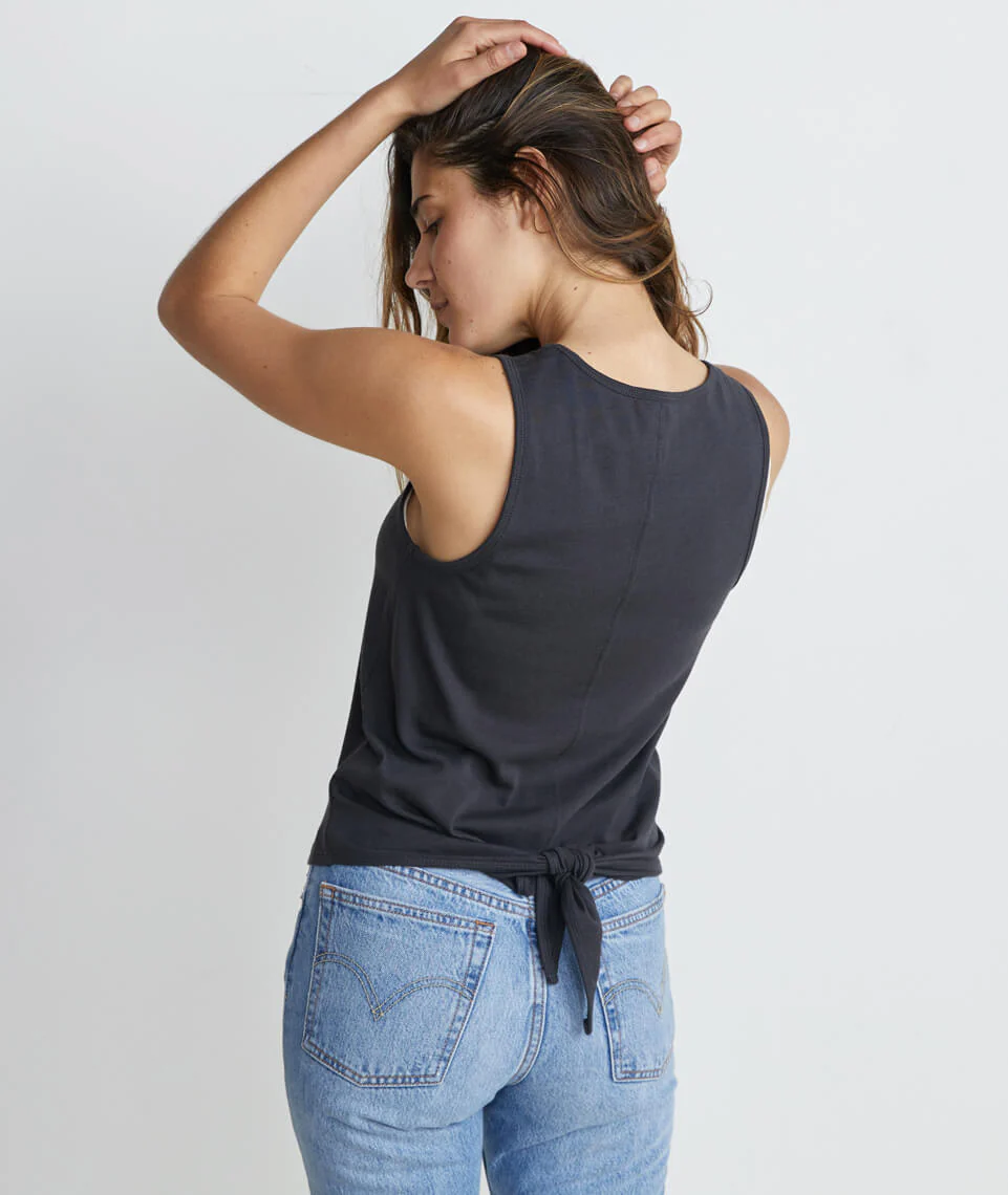 Lori Tie Back Tank in Faded Black