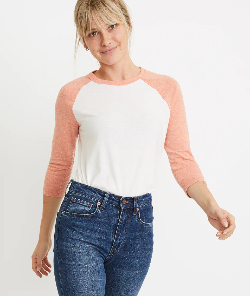 Lightweight Baseball Raglan in Antique White / Autumn Glaze