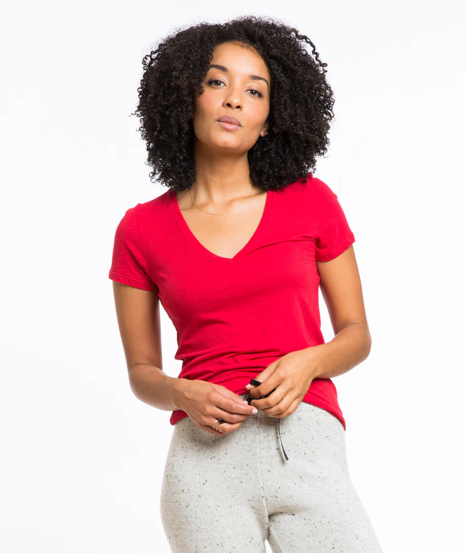 Slub V-neck - Formula One Red